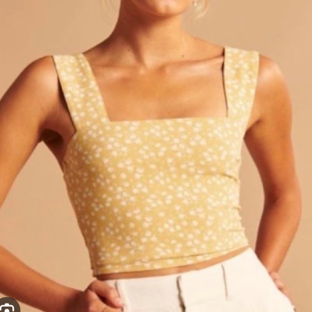 A&F Yellow Floral Crop Top